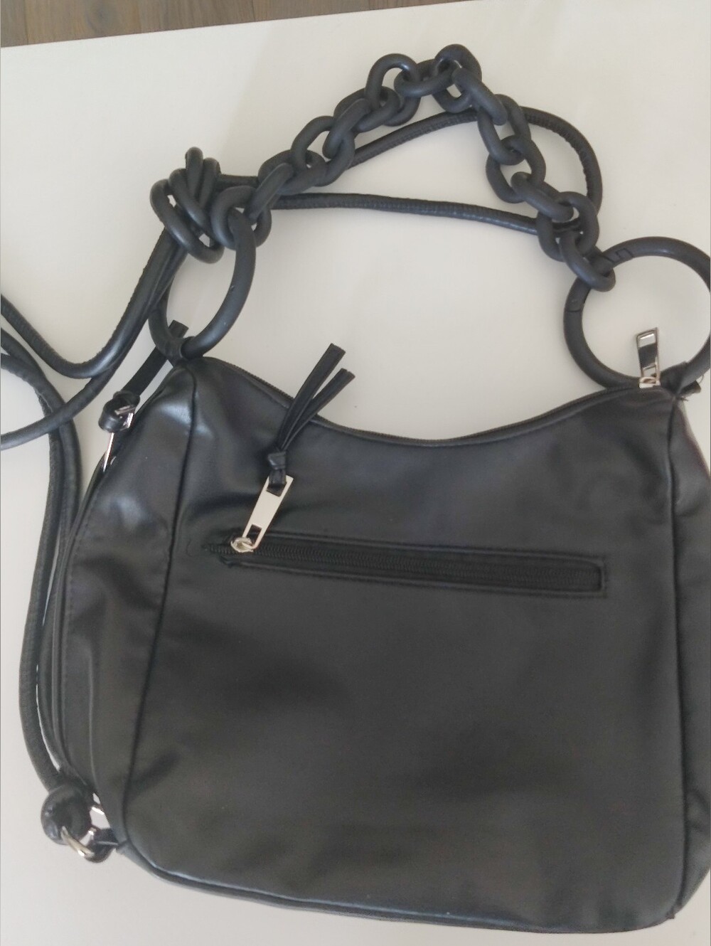 Chinese Laundry Leather Slouch Hobo Purse Gorpcore Rope Chain Matte Cord&Chain